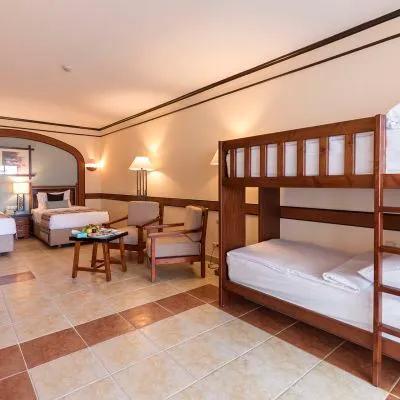 A Bedroom With A Bed And A Mirror